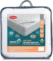 Tontine Comfortech Anti-Stain Mattress Protector, Queen – Soft Microfibre Cover with Dual Action Teflon Stain Protection – Waterproof Polyurethane Backing – 50cm Fitted Skirt – Machine Washable