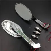 New LED Turn signal Oval Racing mirrors Fit for Harley Low Rider V-Rod CHROME