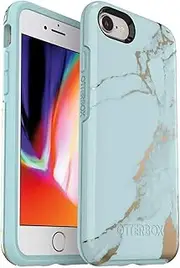 OtterBox Symmetry Series Case for iPhone SE 3rd Gen, 2nd Gen, 8 & 7 (Not Plus) - Teal Marble, Wireless Charging Compatible, Plastic, Basic Case