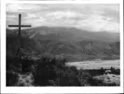 The cross on a hill overlooking the adobe ranch at Camulos 1898 Ca - Old Photo