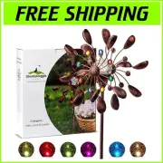 75-Inch Solar Wind Spinner with LED Glow & Dual-Directional Kinetic Motion