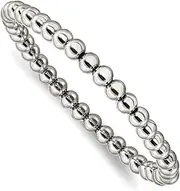 [JewelryWeb] Stainless Steel Polished 6mm Beaded Stretch Bracelet-Stretch-Bracelet for Women