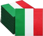 Affrolling 50 Pcs Italian Napkins Bulk Red White Green Luncheon Cocktail Napkins Italy Flag Disposable Paper Tissues Italy Themed Tableware for Christmas Family Italian Party Decor (5 Inches)
