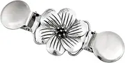 [Yardenfun] Alloy Clip Floral Shawl Clips Clip Clothes Accessories Retro Decor Retro Dresses Clips Cardigan Clip Fashion Cape Clip Cardigan Collar Cloak Clasp Vintage Shawl Clip Silver