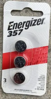 ENERGIZER 357 10x’s 3PACK (REPLACES 303,357,A76,AG13,EPX76,LR1154,LR44,SR44SW/W)