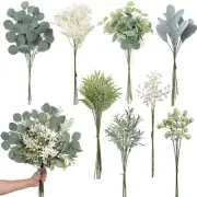 75 Pcs Artificial Greenery Stems Box Set,with 8 Kinds of Faux Plants and Fake...