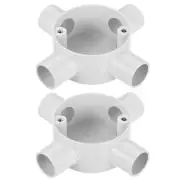 2Pcs PVC Conduit Box Junction Box 4 Way 20mm M4 x 0.7 for Electronic Project