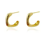 Culturesse Marcie 19mm Stainless Steel Open Square Earrings 18k Gold Plating
