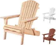 Wooden Muskoka Adirondack Chair for Outdoor, Durable Fir Wood Lawn Furniture Sea
