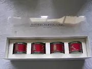 Pier 1 Imports 4 Brass Holiday Napkin Rings Christmas Reindeer & Trees In Box