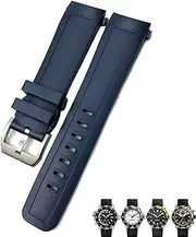[AEHON] 22mm Fluorine Rubber Watch Strap Soft Black Blue Watch Bands for IWC AQUATIMER FAMILY for Men Bracelet