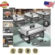 Durable 4-Pack Stainless Steel Chafers with Gray Handles for Catering Success