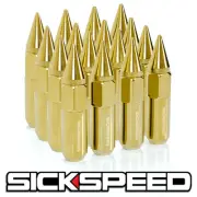 SICKSPEED 16 PC 24K GOLD SPIKED ALUMINUM 60MM LUG NUTS WHEELS/RIMS 12X1.5 L16