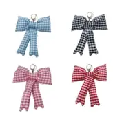 Elegant Checkered Phone Bag Charm Stylish Bowknot Bag Pendant Phone Accessory