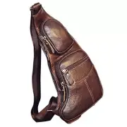 Vintage Leather Sling Bag Bags for Men Women Backpack Shoulder #00brown