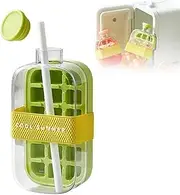 My Crush Cup Ice Cube, Cool Summer Ice Bottle Cup, 2 in 1 Touch-Free Ice Cube Tray Water Bottle with Lid and Bin, Easy Press to Release Vertical Ice Cube Tray for Freezer (Green,800ml)