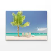 Coconut Tree and Chairs in Beach Print 100% Australian Made 50 x 40cm (Acrylic)