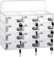 Cell Phone Storage Cabinet Office Supplies Mobile Phone Cabinet Box Desktop Transparent Acrylic Mobile Phone Safe Deposit Box with Lock (Color : Clear, Size : 12)