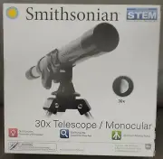 Smithsonian STEM 30x Telescope / Monocular with Aluminum Tabletop Tripod And Cap