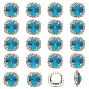32Pcs Rhinestone Buttons, Flatback Sew on Rhinestones, Lake Blue