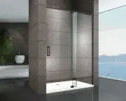 ANDREA MATTE BLACK WALL TO WALL PIVOT DOOR SHOWER SCREEN (750 – 800) x2000MM