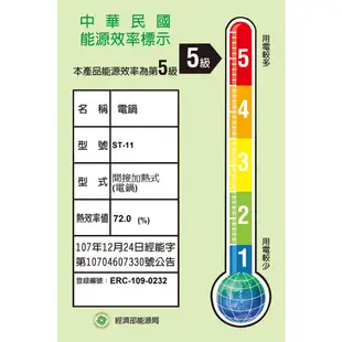 【蝦幣回饋10%】萬國牌-11人份全304不鏽鋼分離式電鍋(ST-11)