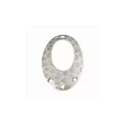 4 Hole Silver Ox Hammered Cutout Oval Pendant (4)