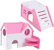 ibasenice 2Pc PVC Pet House Villa for Hamster Mouse and Dwarf Hamster Bright Color Dual Layer Design with Exploration for Comfortable Play and Rest