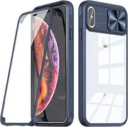 Asuwish Phone Case for iPhone Xs Max with Built in Screen Protector and Camera Cover 360 Full Body Protection Slim Clear Bumper Cell Accessories i X XR Xsmax 10x SX Xmax 10xs 10s 10 Plus Xmaxs Blue