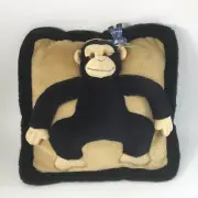 Jagg Plush Pillow Black Beige Monkey 13"x13" Kids Room