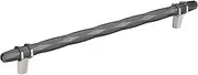 [Amerock] Cabinet Pull | Black Chrome/Satin Nickel | 10-1/16 inch (256 mm) Center-to-Center | London | 1 Pack | Drawer Pull | Drawer Handle | Cabinet Hardware