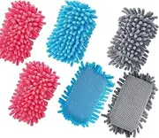 6 Pcs Microfiber Shag Whiteboard Eraser Chalkboard Eraser Washable Microfiber Shag Dry Erase for Markers, Chalk, Home, Classroom and Office (Gray, Blue and Pink, 12x7x3cm 6pcs)