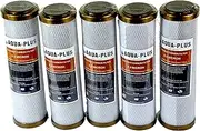 5 X Aqua-Plus Carbon Block Filter Cartridge Whole House Sintering Silver Impregnated Activated Carbon Water Filter 10” x2.5”