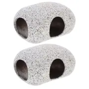 2 Pcs Fish Tank Rock Shelter House Cave for Aquarium Spawning Stones