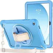 [ProCase] Kids Case for Galaxy Tab A9 Plus/A9+ 5G 11 Inch 2023 (SM-X210/X215/X216/X218), Heavy Duty Shockproof Rugged Protective Case Cover with Pend Holder Hand Shoulder Strap Kickstand -Blue