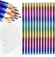 Ormromra 12PCS Rainbow Coloured Pencils, 4 in 1 Colored Pencils, Wooden Rainbow Pencils, Mixed Core Colouring Pencils, Multi Coloured Pencils for Kids, for Colouring, Drawing, Sketching