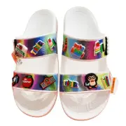 Sandals Two Straps White/Multi (Men-7/W-9) Teacher Charms