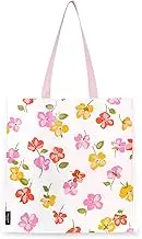 kate spade new york Reusable Shopping Bag, Grocery Tote with Shoulder Straps, Large Collapsible Tote, Spring Pansies, Spring Pansies