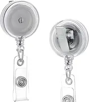 QREEL - 2 Pack - Retractable ID Name Badge Holder Reels with Swivel Alligator Clip (Translucent Clear)