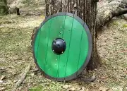 24" Medieval Viking Shield Round Shield LARP Wood Runes Steel Larp Shield