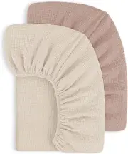 Susurration Muslin Cot Sheets 2Pack 100% Cotton Soft&Breathable Nursery Sheet...