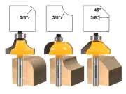 3/8" 3 Bit Edge Forming Router Bit Set - 1/4" Shank - Yonico 13311q