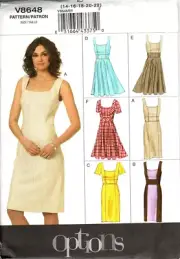 Vogue Easy Options V8648 Misses 14 to 22 Princess Seam Dress Sewing Pattern