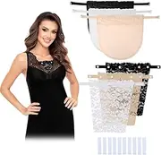 [AYNKH] 6-Piece Lady Lace Anti Peep Clip-on Mock Camisole Bra Insert with Invisible Body Bands, Adjustable Overlay Modesty Panel Vest Soft Privacy Cover Tank Tops, Multicoloured, One Size