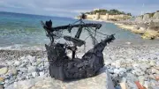 vintage Pirate ship, black driftwood ship with sails driftwood art, model boat