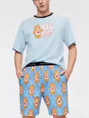 NEW PETER ALEXANDER CARE BEARS TOP & SHORTS PJ SET MEN'S LARGE L RRP$129.90