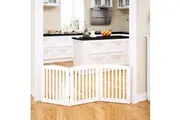 Freestanding Pet Dog Gate Wooden 3 Panel Barrier Security Gate Door Fence White