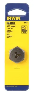 Irwin 9718 Hanson Machine Screw High Carbon Steel SAE Hexagon Die M4 x 0.75 mm.