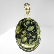 Sterling 925 Silver Natural Rain Forest Jasper Beautiful Stunning Nice Pendant
