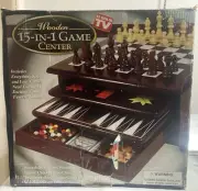As Seen On TV Wooden 15-in-1 Game Center NIB Mahogany Table Set Damaged Box New